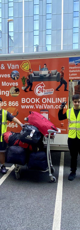Airport To Home team unloading bags to a customers home from a flight from Heathrow Airport Terminal 3 around 20 bags