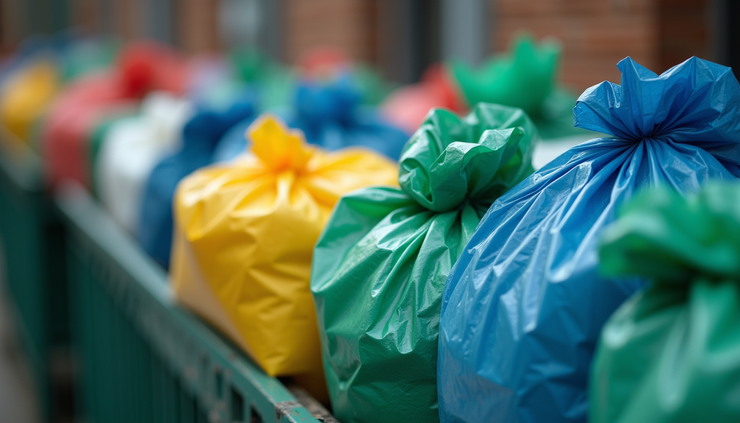 Close-up view of sorted recyclable materials ready for collection in Woolwich
