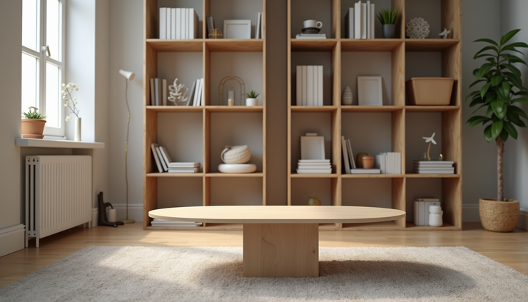 Close-up view of assembled flat pack furniture in a London living room