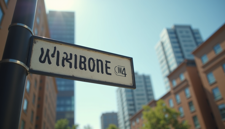 Close-up view of a Hendon street sign near office buildings in NW4