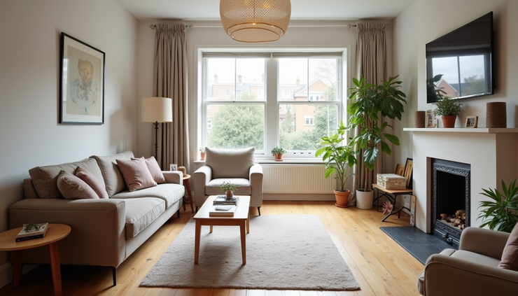 High angle view of a cleared living room in a Hammersmith home after professional house clearance