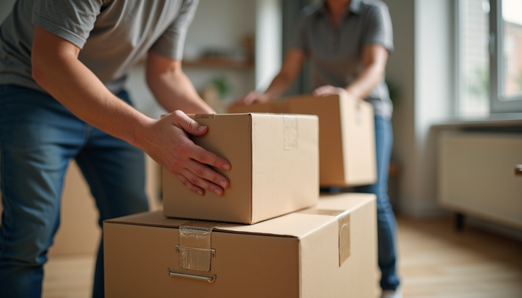 Close-up view of movers carefully packing fragile items in Hammersmith