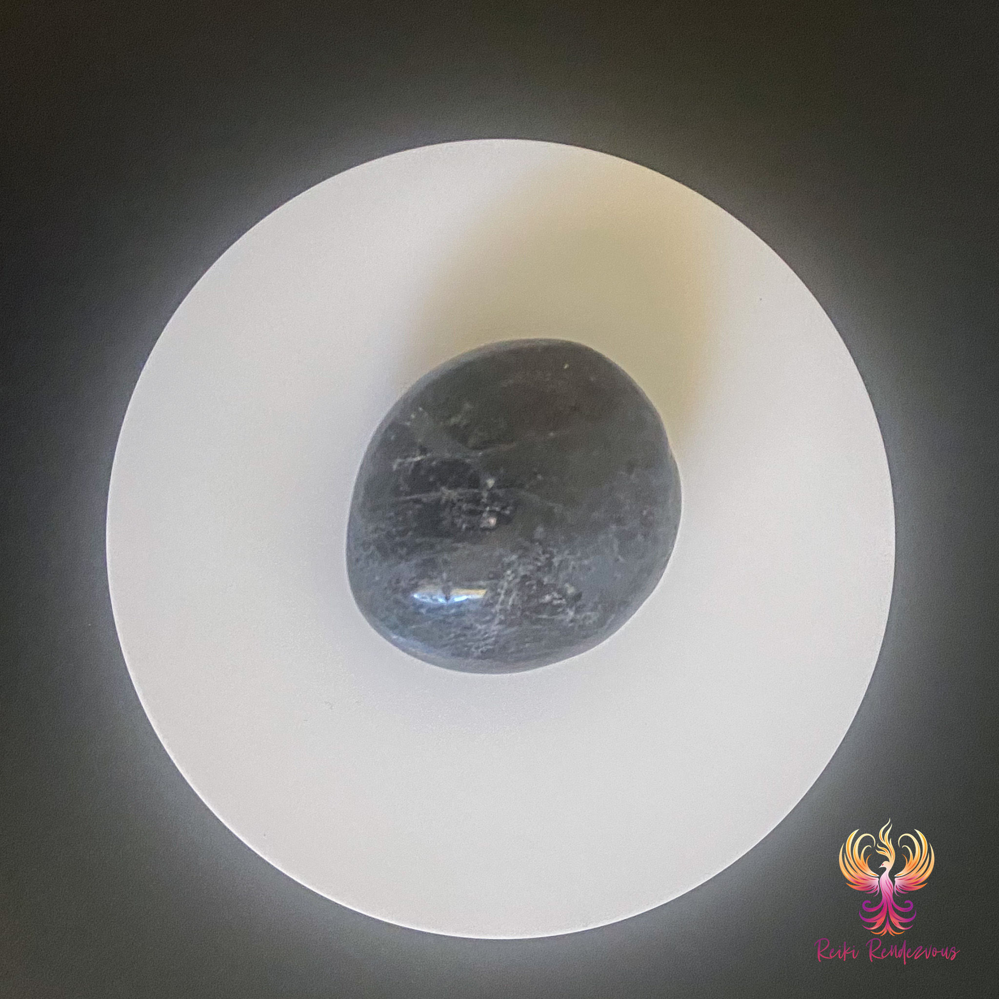 Black Tourmaline Palm Stone Top View