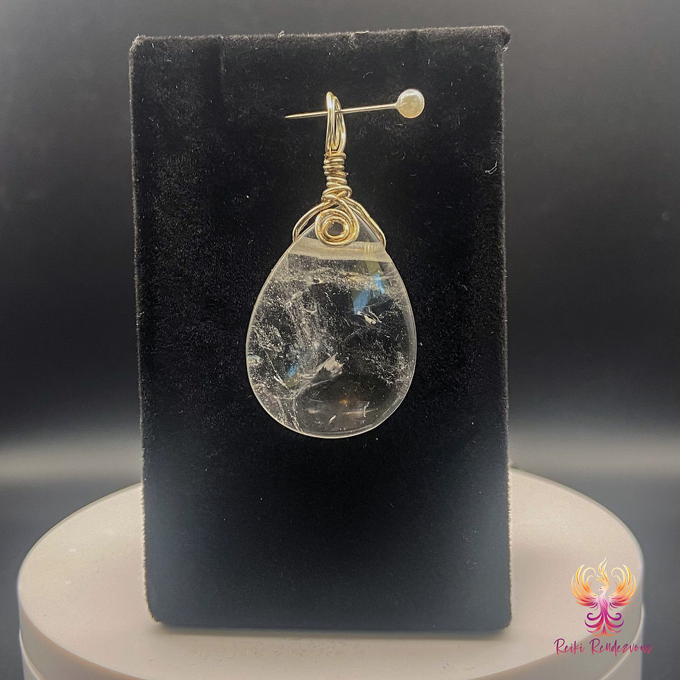 Clear Quartz Wire Wrapped Pendant Front View