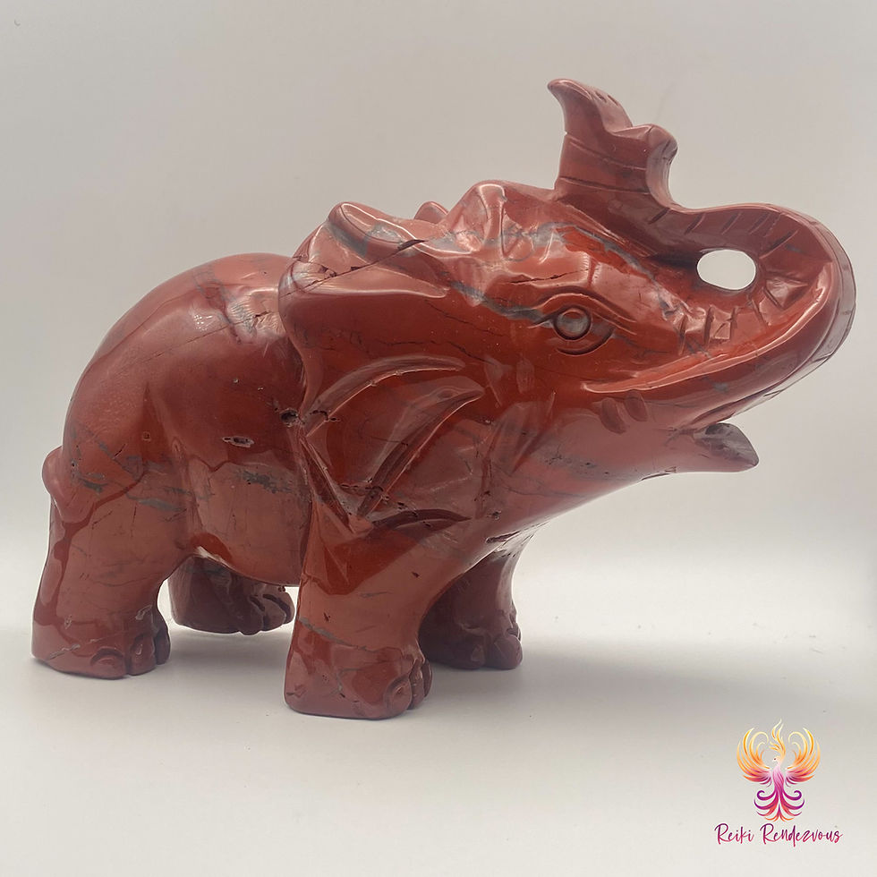 Red Jasper Elephant Carving Left Side View