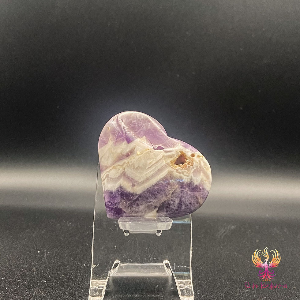 Chevron Amethyst Heart Carving Front View