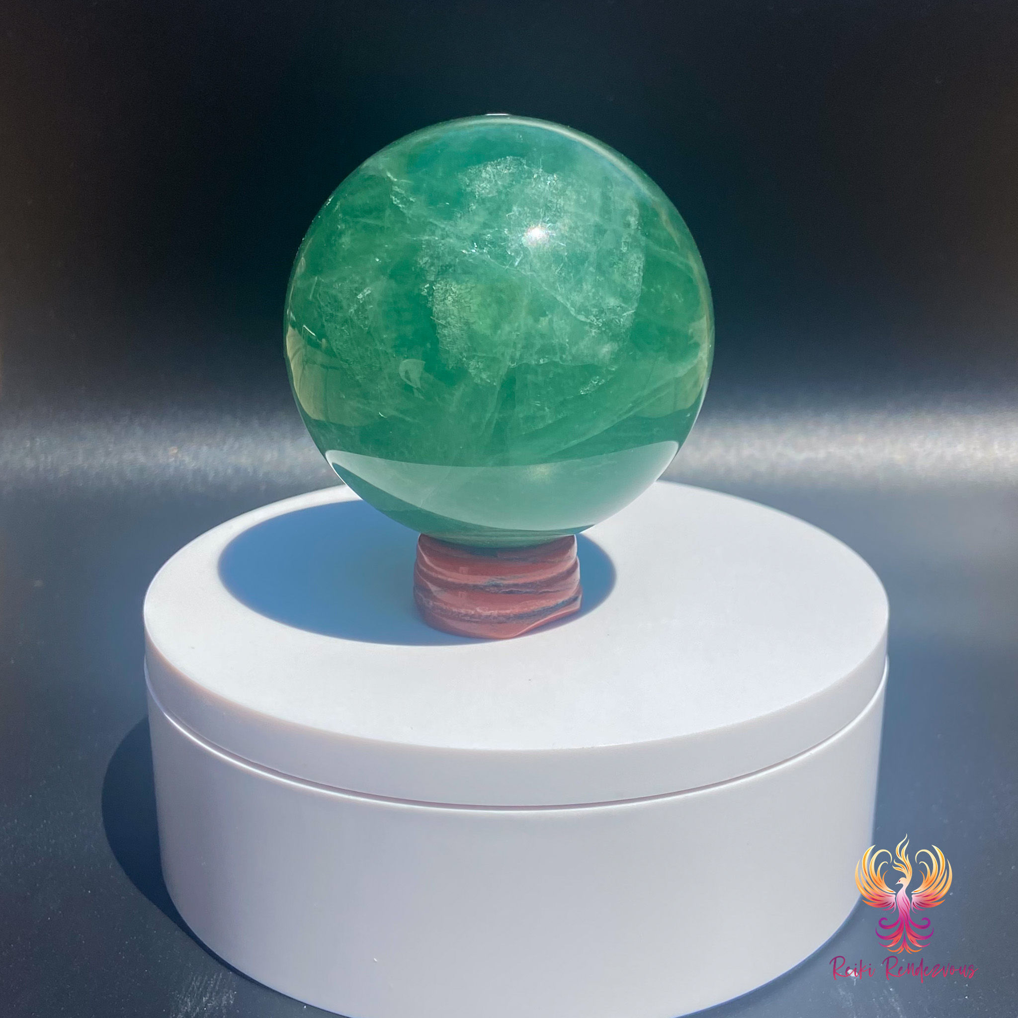 Green Fluorite Sphere Front View