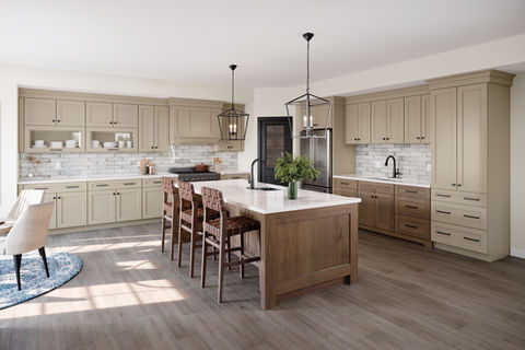 Merillat Masterpiece Kitchen Tan upper cabinets maple bottom cabinets