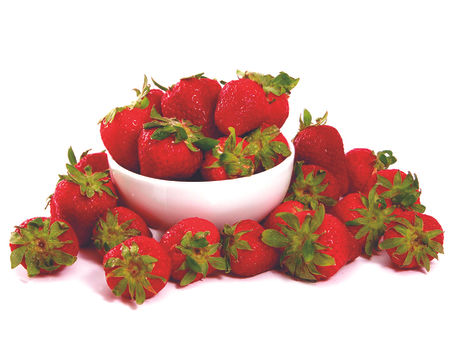 Morangos. Exemplo de de fotografia de produto alimentar para folheto promocional.