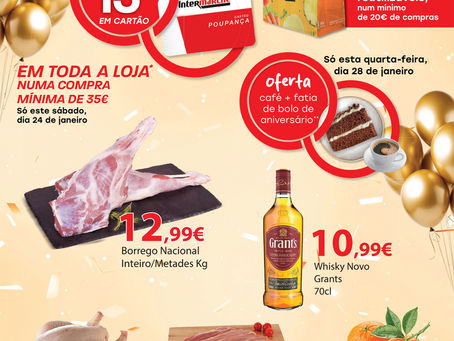 Folheto promocional do tipo monofolha para supermercado.