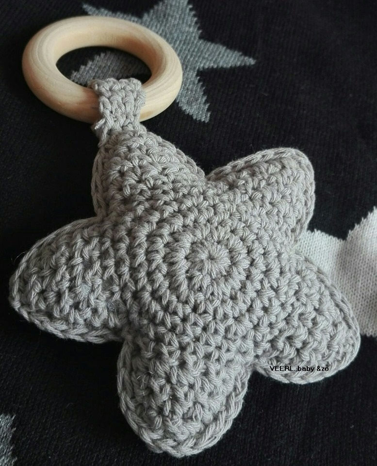 Bijtring Little star Grijs