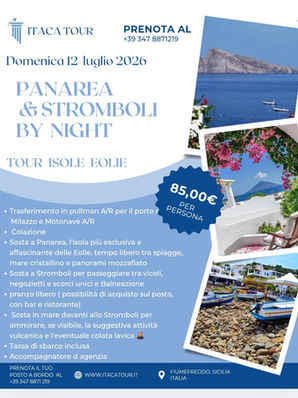 Locandina del tour in giornata a Panarea e Stromboli di Itaca Tour