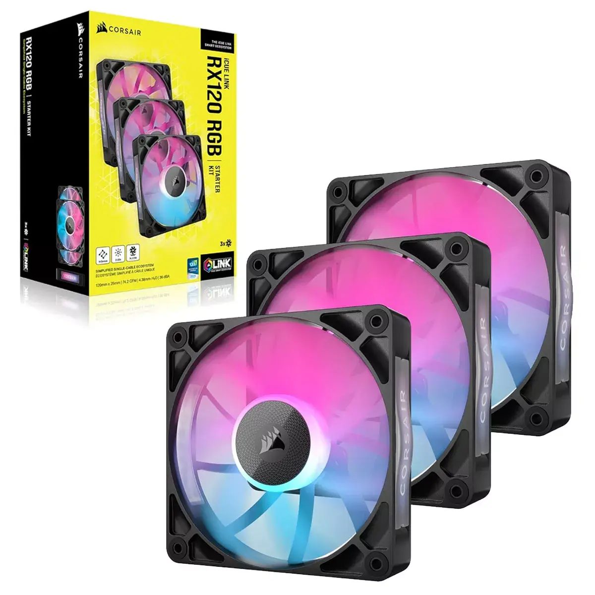 CORSAIR ICUE LINK RX120 RGB X3 (NEGRO/BLANCO)