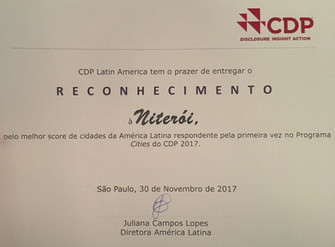CDP Latin America reconhece Niterói pelo melhor score entre as cidades da América Latina no Programa