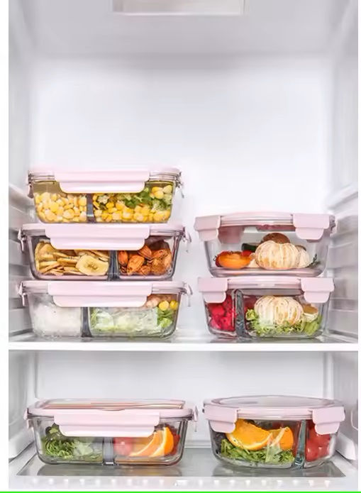 Miniatura: 3x Szklane pojemniki na żywność z pokrywkami hermetyczne LUNCH BOX