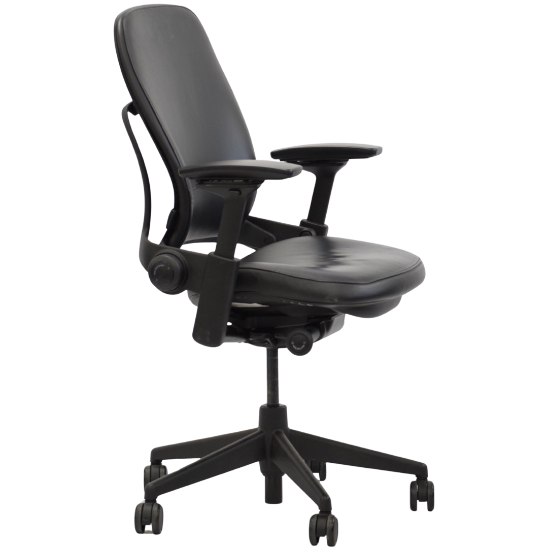 Steelcase Leap Task Chair - Black Leather/Black Base