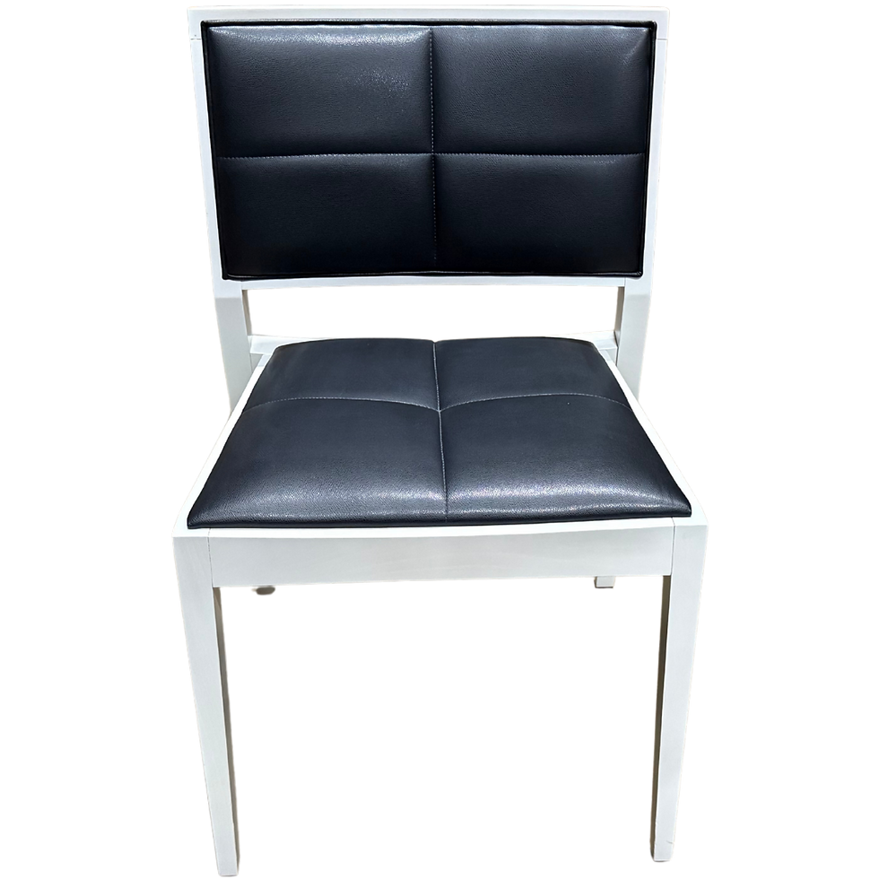 Thumbnail: Andreu World Malina Wooden Armless Stacking Chair - White/Black Leather
