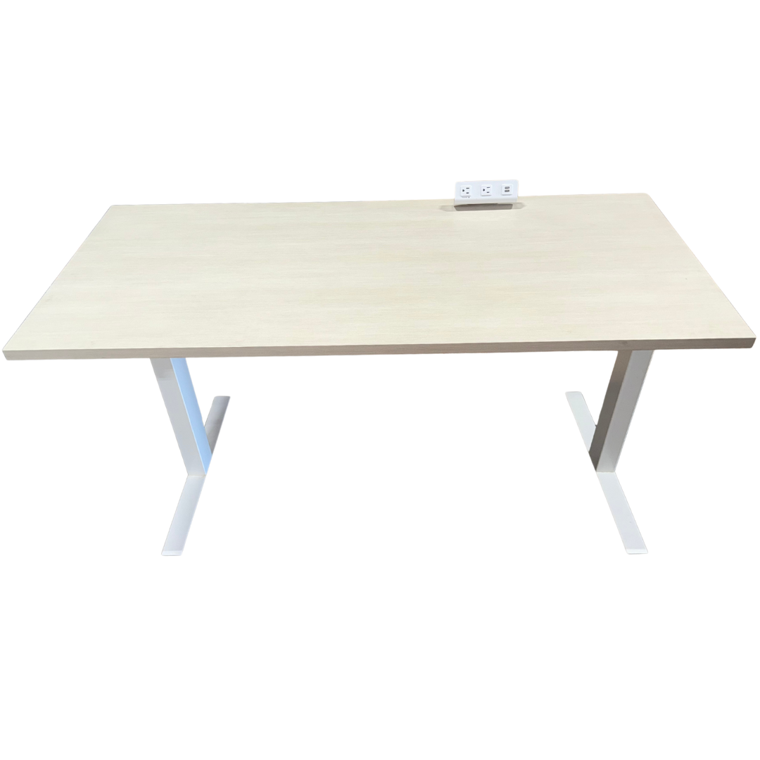 Herman Miller Nevi Sit/Stand Desk - Blonde Wood (Twill White, LBQ) 64in