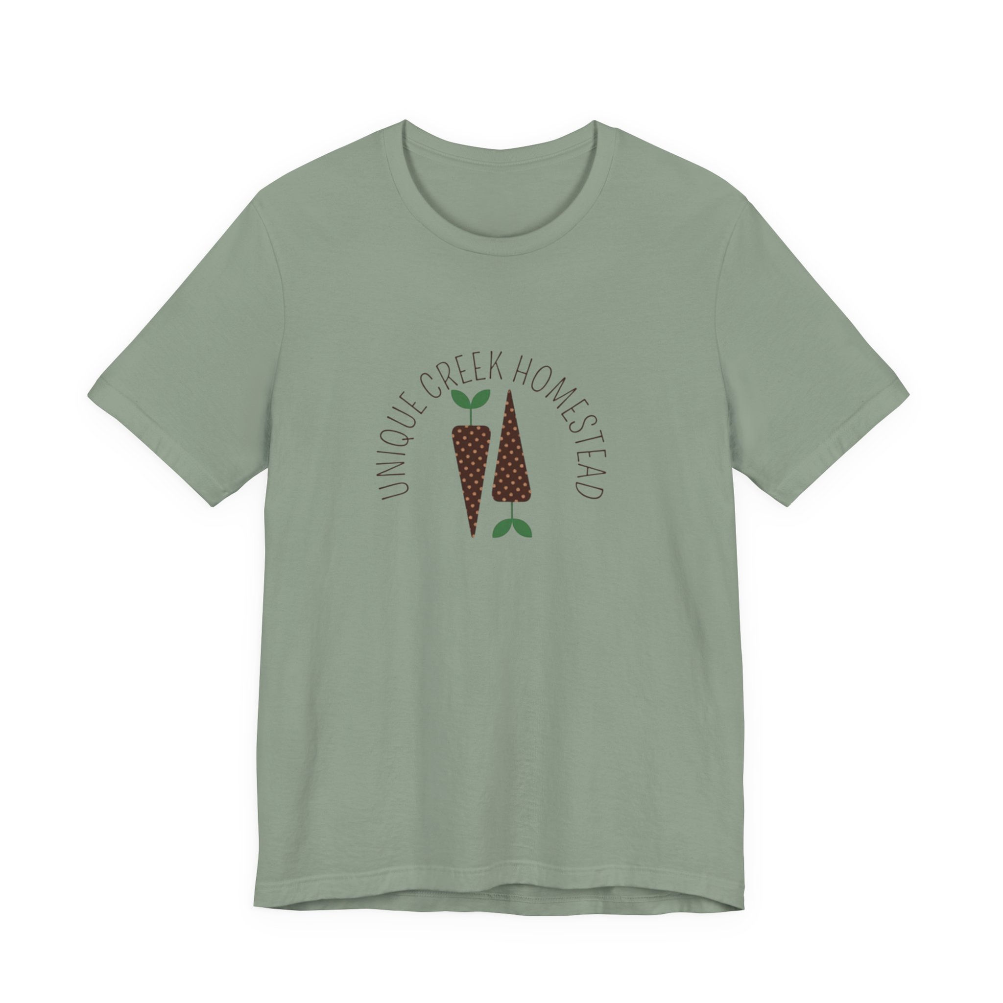 Unique Creek Homestead Carrots Logo Tee | Graphic Gardening Garden T-Shirt