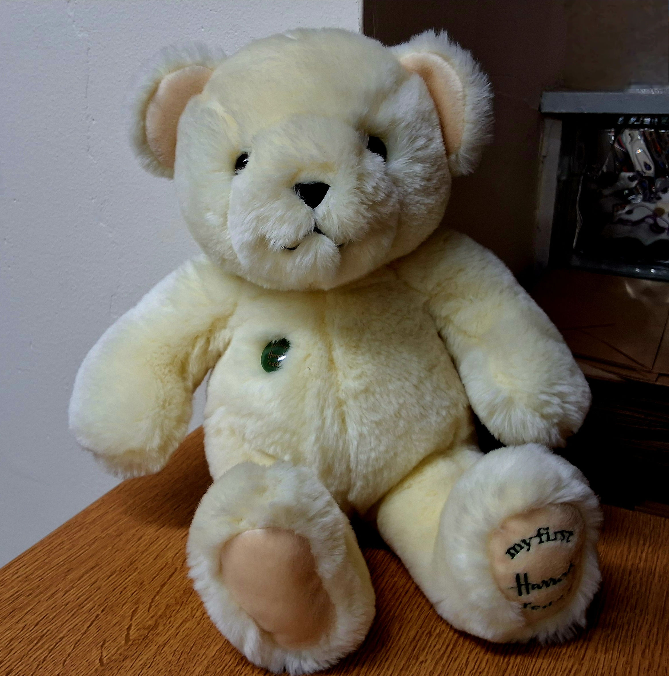 Harrods "My First Harrods Teddy" Cream with badge on his chest