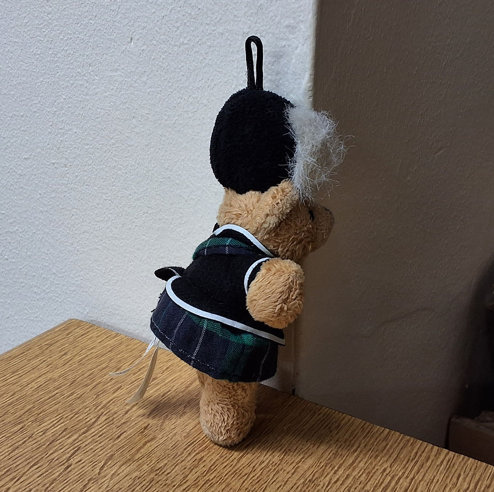 Thumbnail: Harrods Scottish Bear Decoration, Small with Hanging Loop