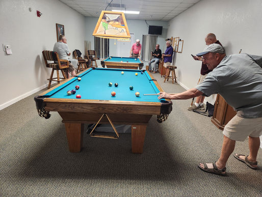 The Jojoba Hills RV Community Billiards Club is a welcoming gathering place to come together to enjoy the shared excitement of cue sports. 