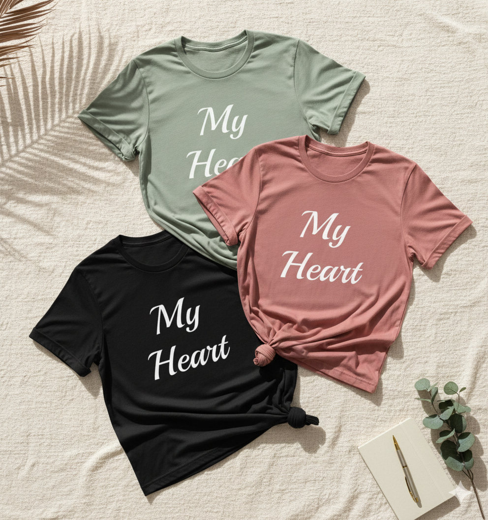 Heart Graphic Tee: Soft Unisex Cotton Minimalist Top