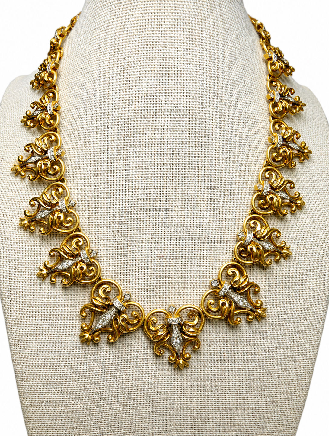 Vintage Ilias Lalaounis 18K Diamond Art Nouveau Greek Station Necklace 17”
