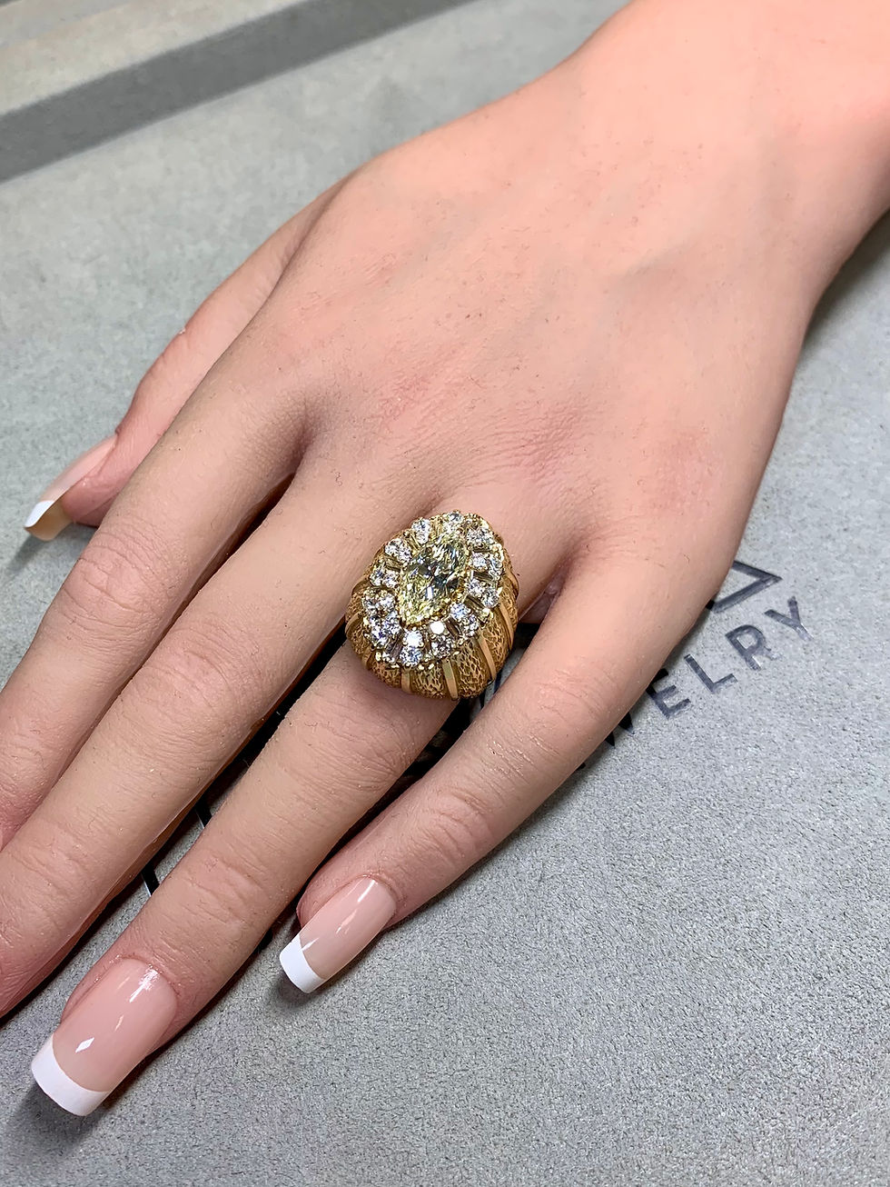 Thumbnail: Vintage 1960’s 18K 2.25ct Marquise Diamond Large Cocktail Ring 4.75ctw GIA