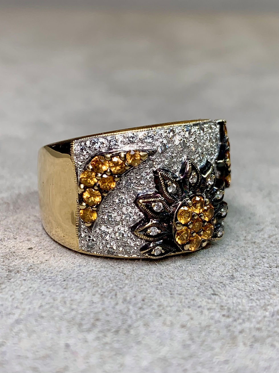 Thumbnail: LeVian 18K Citrine & Diamond Floral & Celestial Motive Wide Band Cocktail Ring 