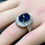 Thumbnail: Estate 14K Cabochon Sapphire Pave Diamond Cocktail Ring 9.92cttw