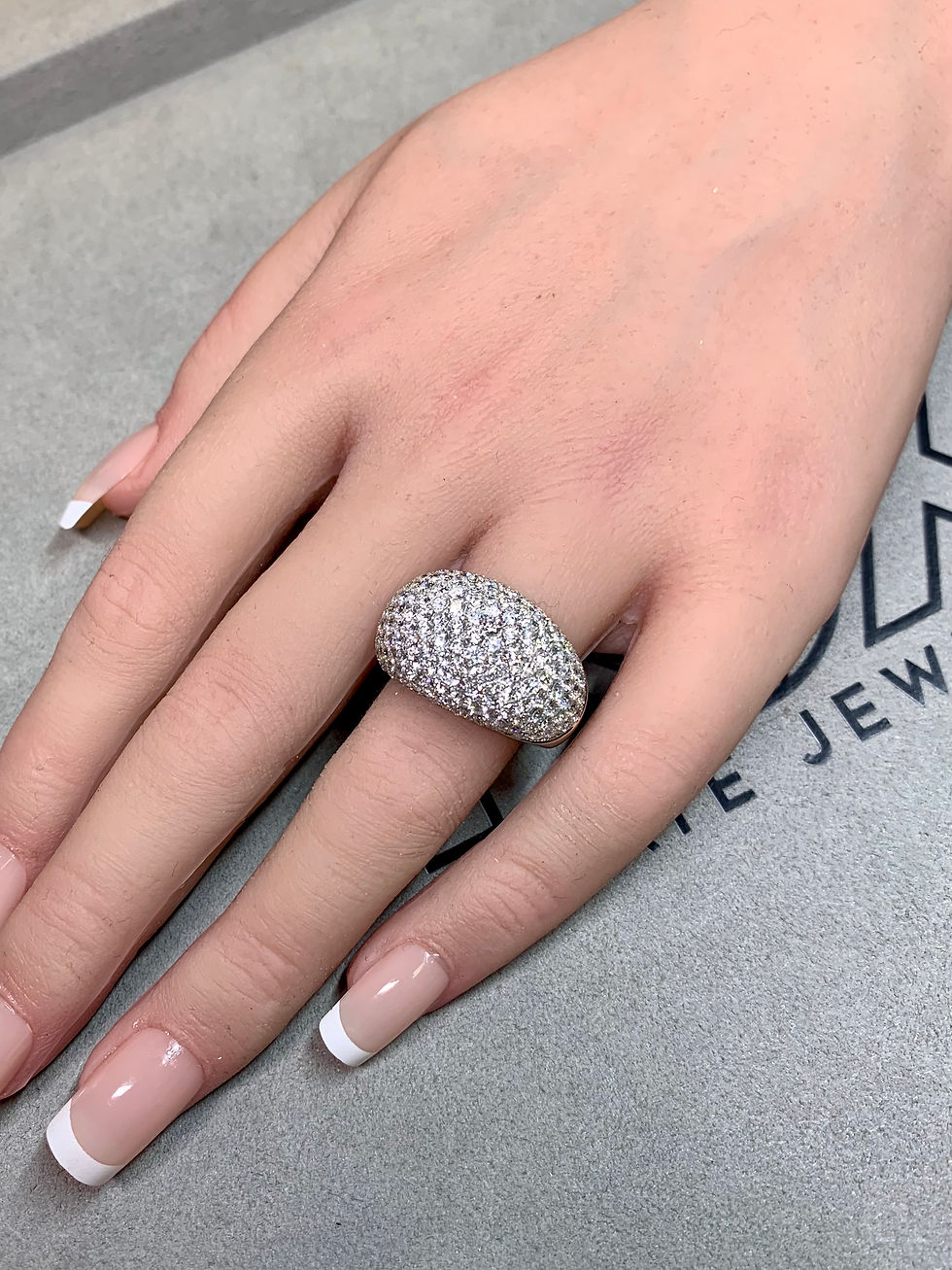 Thumbnail: Estate French 18K Pave Diamond Dome Cocktail Ring 5.20cttw G Vs Size 7.25