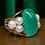 Thumbnail: Vintage 14K Elongated Cabochon Emerald And Pearl Cocktail Ring 14.80ct 