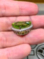 Thumbnail: Estate Platinum Heart Shaped Peridot & Diamond Halo Pendant Necklace 24.25ctw