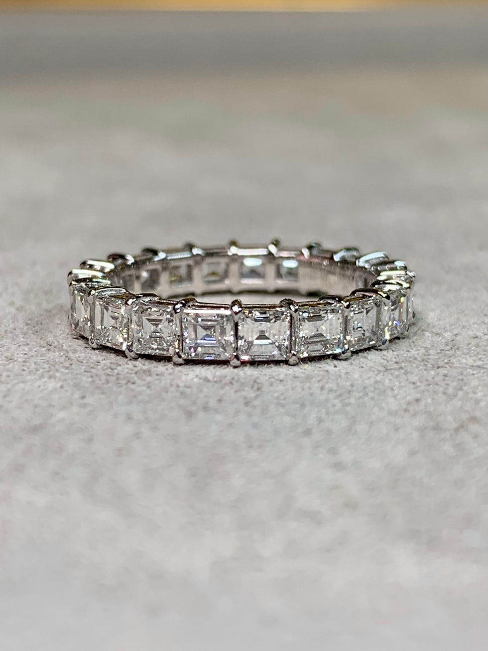 Thumbnail: Estate Platinum Carré Cut Square Diamond Eternity Band 3.78ctw F VS1 Sz 6.25