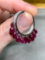 Thumbnail: 18K White Gold Inside Outside Diamond Ruby Teardrop Hoop Earrings 27.78ctw 1”