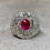 Thumbnail: Estate Platinum Burmese Ruby Diamond Spiral Ballerina Cocktail Ring GIA