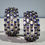 Thumbnail: Estate 18K Baguette Diamond Sapphire 5 Row Omega Back Huggie Earrings 6.70ctw