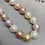 Thumbnail: Estate Pastel Multicolored South Sea Pearl Strand Necklace 14K  12.50mm - 15mm