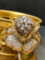 Thumbnail: Vintage Large 18K & Platinum Diamond Rose Flower Brooch 13cttw