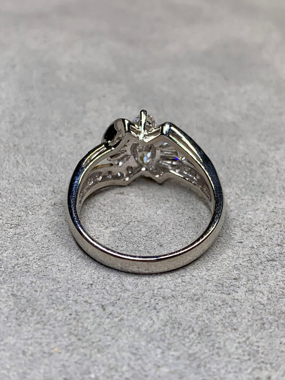 Thumbnail: Estate Platinum Double Pear Baguette & Round Cut Diamond Cocktail Ring G VS1