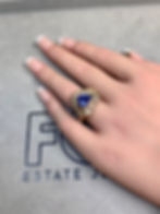 Thumbnail: Estate 18K Heart Shaped Ceylon Sapphire & Baguette Diamond Cocktail Ring - GIA