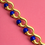 Thumbnail: Vintage Textured 18K Yellow Gold Lapis Sphere Curved Link Bracelet 8”