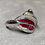 Thumbnail: Estate 18K White Gold Vivid Ruby Diamond Leaf Bypass Cocktail Ring