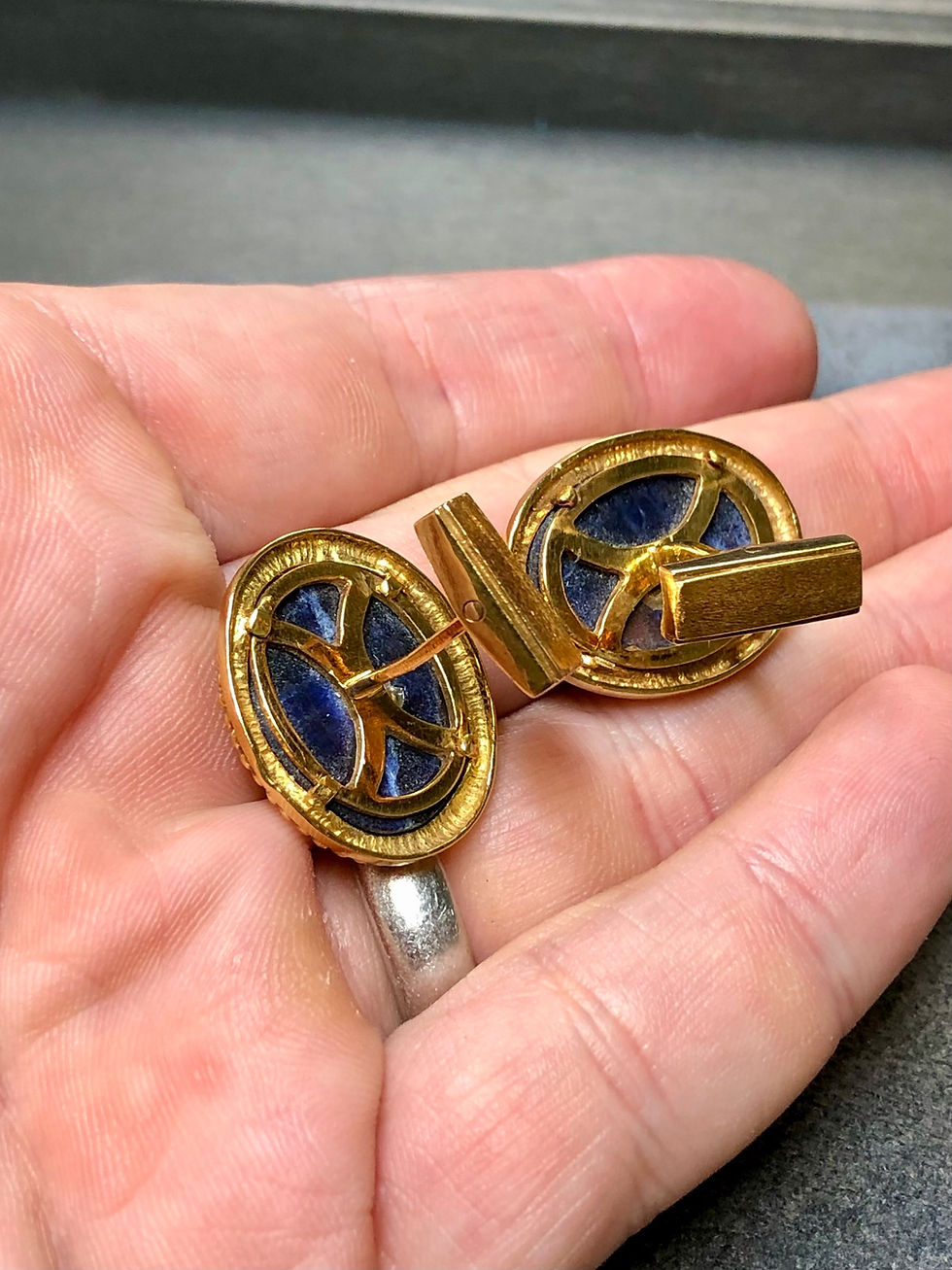 Thumbnail: Vintage 18K Ilias Lalaounis Sodalite Oval Cufflinks
