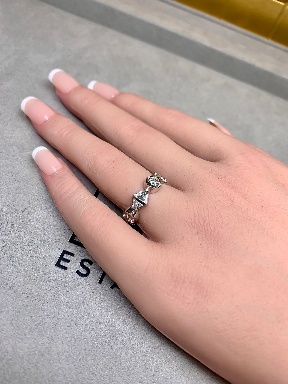 Thumbnail: Estate Trilliant & Round Diamond Platinum Eternity Band 3ctw 6mm Sz. 6.5