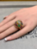 Thumbnail: Vintage 1960’s French 18K Ruby Sapphire & Diamond Floral Bouquet Cocktail Ring
