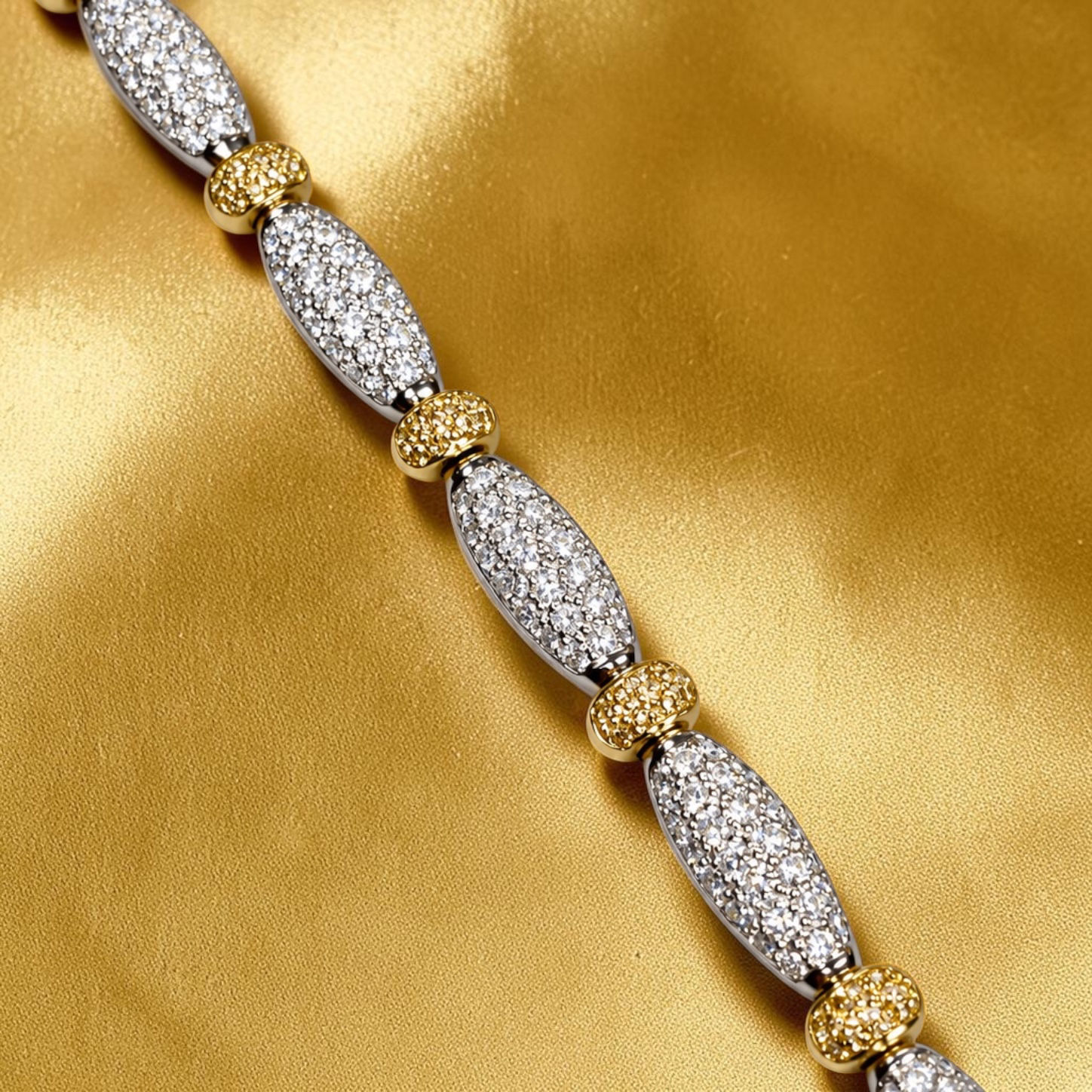Estate 18K Two Tone Pavé White & Fancy Yellow Diamond Bracelet 7.78ctw