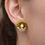 Thumbnail: Vintage 18K Yellow Gold Scallop Shell Pearl Diamond Huggie Earrings Omega Back