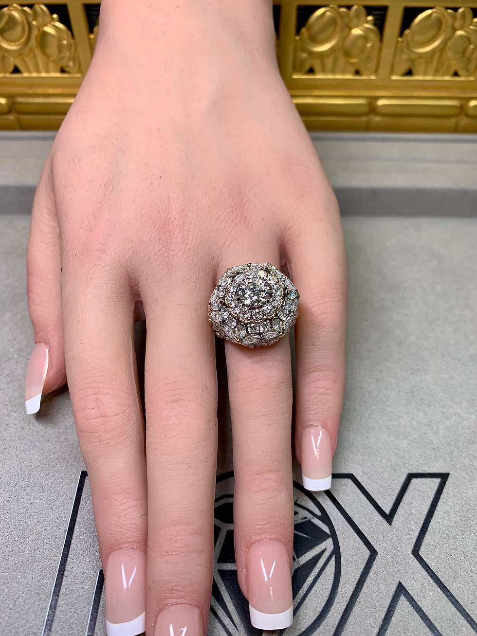Thumbnail: Vintage 1960’s 18K Platinum European Marquise Cut Diamond Cocktail Ring 7.34ctw